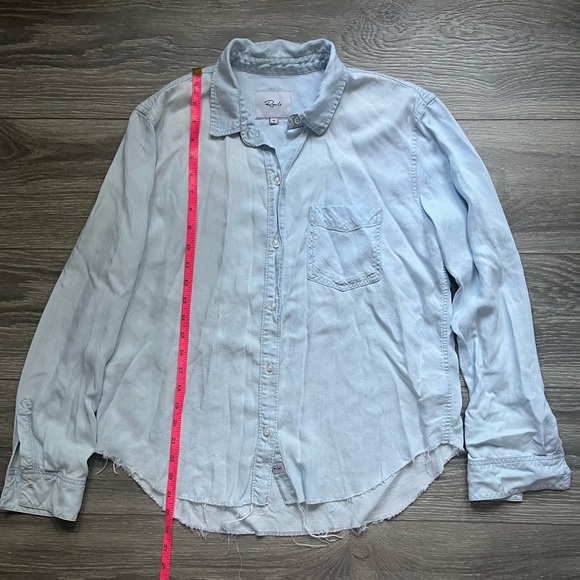 Rails Light Blue Raw Hem Lightweight Long Sleeve Tencel Button Down Shirt Size M - Picture 4 of 8